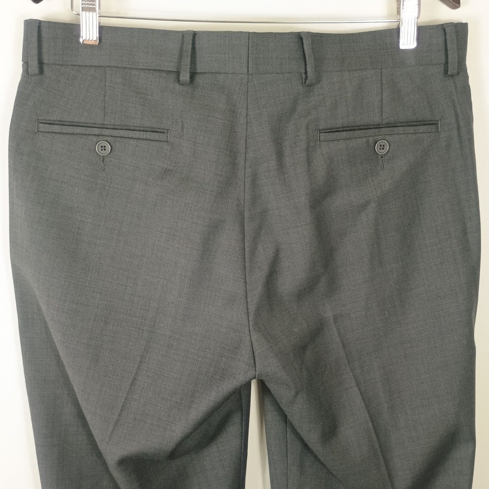 Saks Fifth Avenue Dress Pants Mens 34 Gray Solid Modern Professional MT7377BK - Picture 7 of 10
